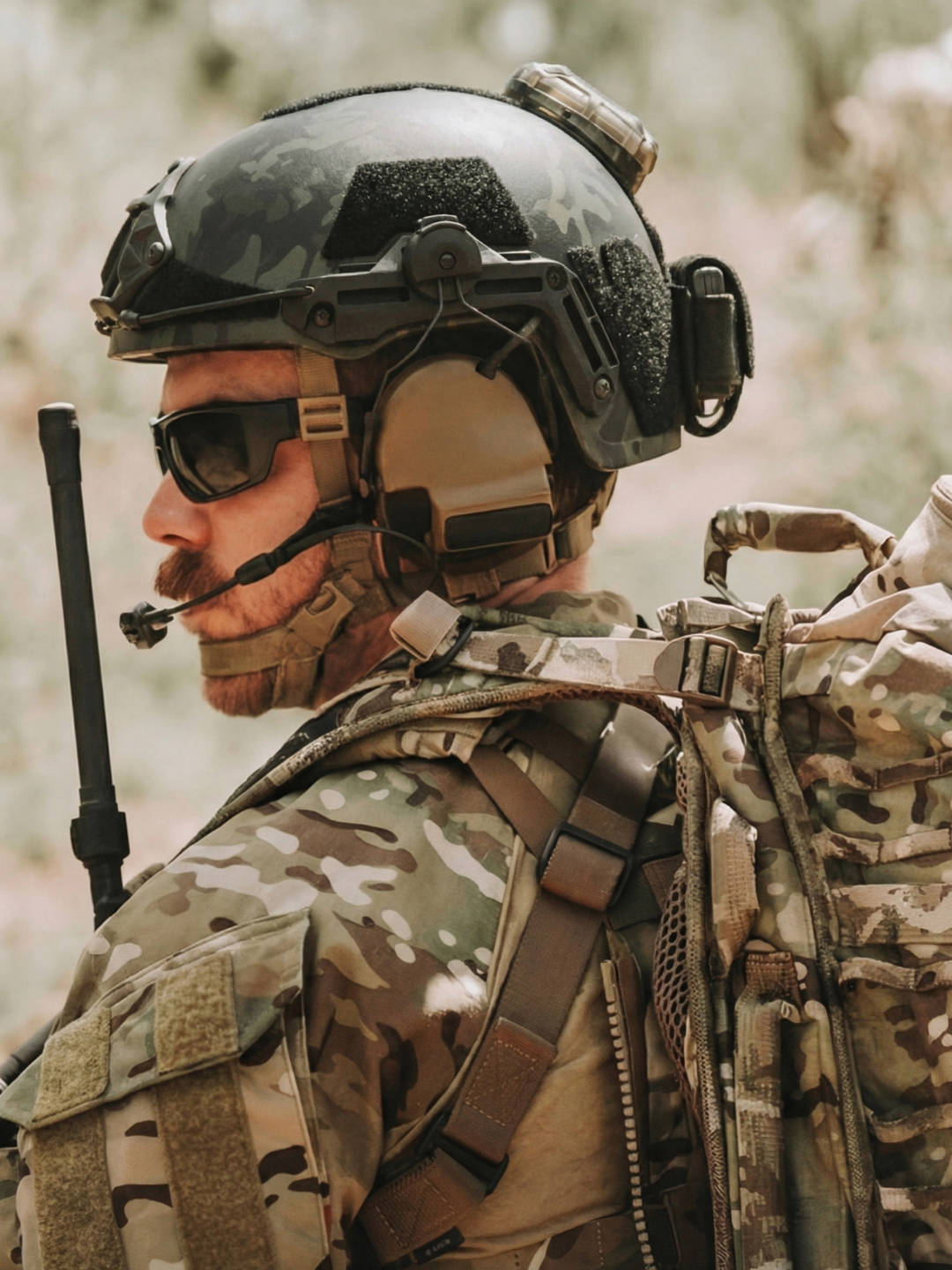 Black Multi-Cam ATE® GEN2 Ballistic Helmet by Hard Head Veterans, NIJ IIIA high-cut tactical helmet with adjustable straps.