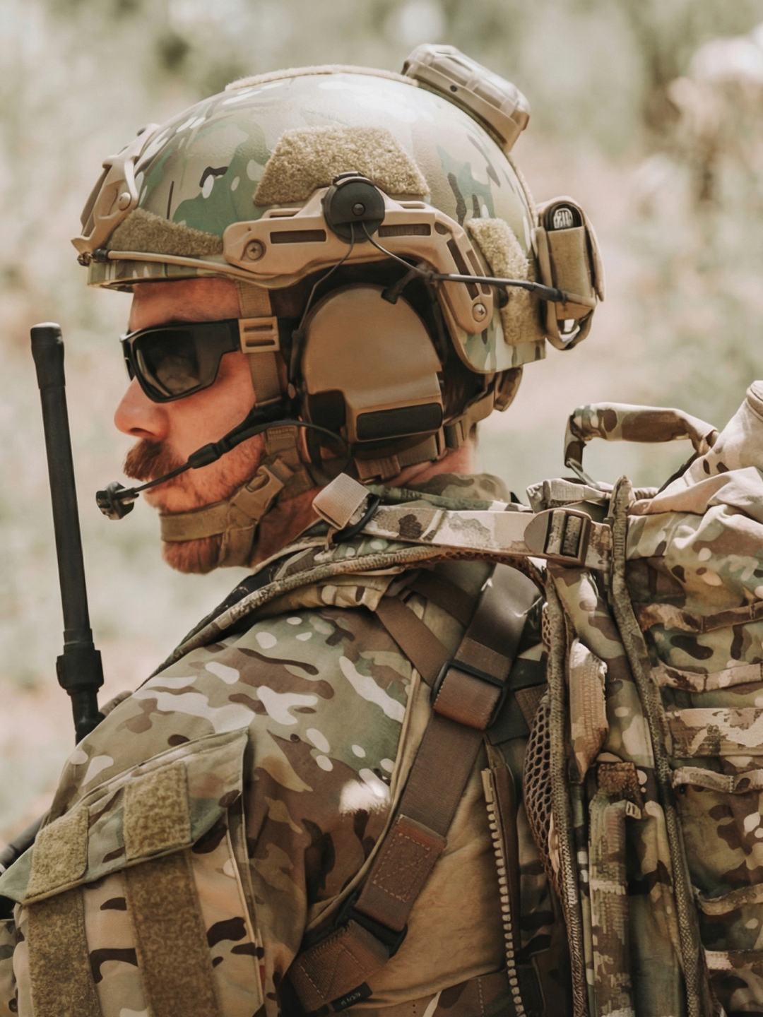 Hard Head Veterans ATE GEN2 Ballistic Helmet NIJ IIIA high-cut military-style helmet in Multi-Cam camouflage.