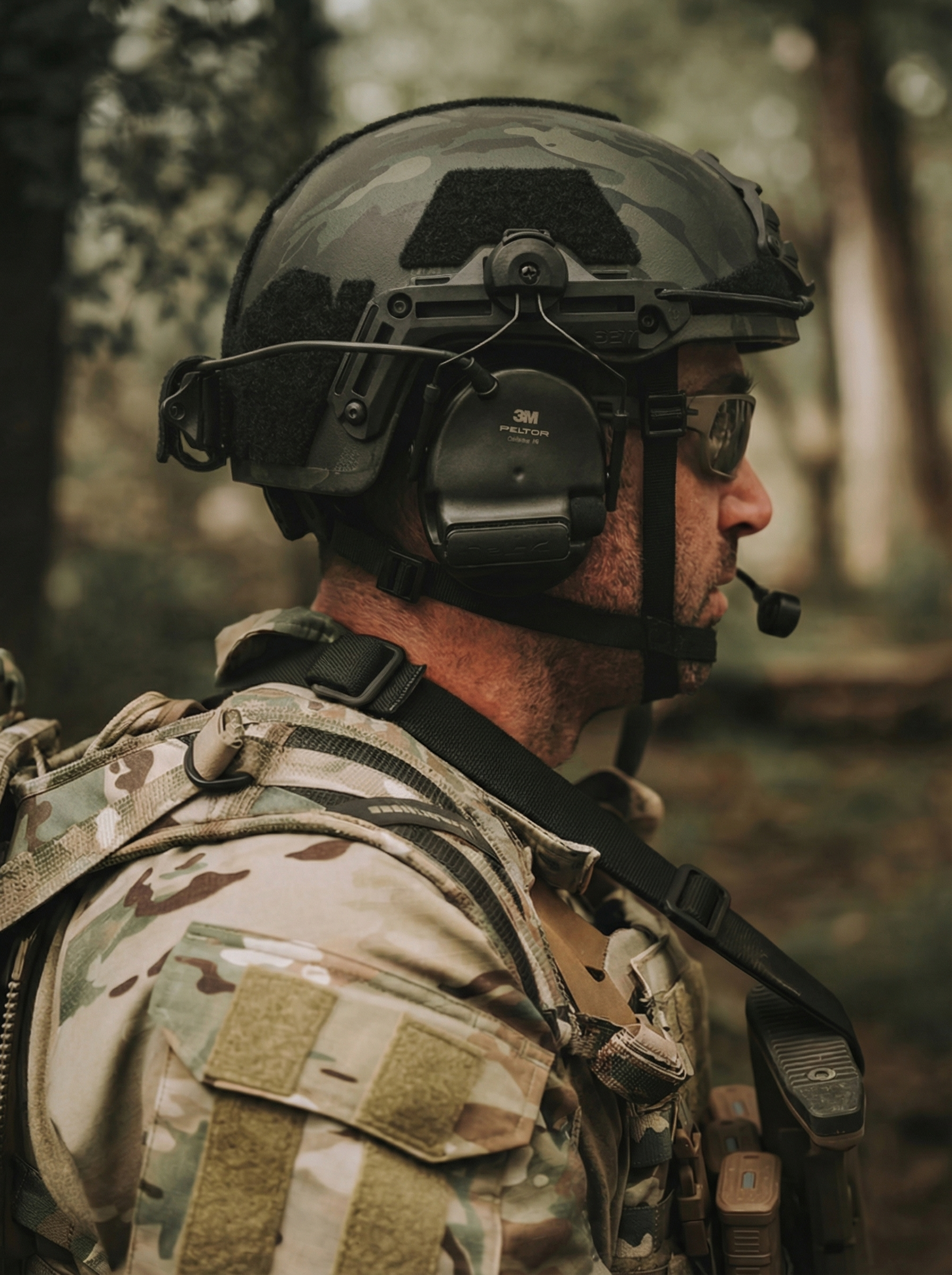 Hard Head Veterans ATE GEN2 Ballistic Helmet in black multi-cam with high-cut design and NIJ IIIA protection.