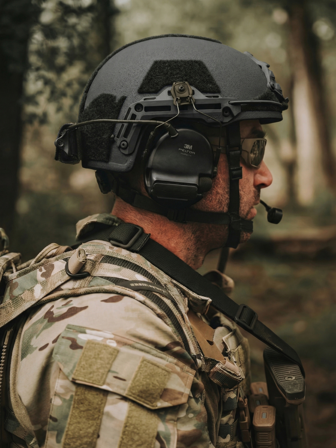 Black ATE GEN2 ballistic helmet by Hard Head Veterans, high-cut NIJ IIIA rated tactical helmet with adjustable straps.