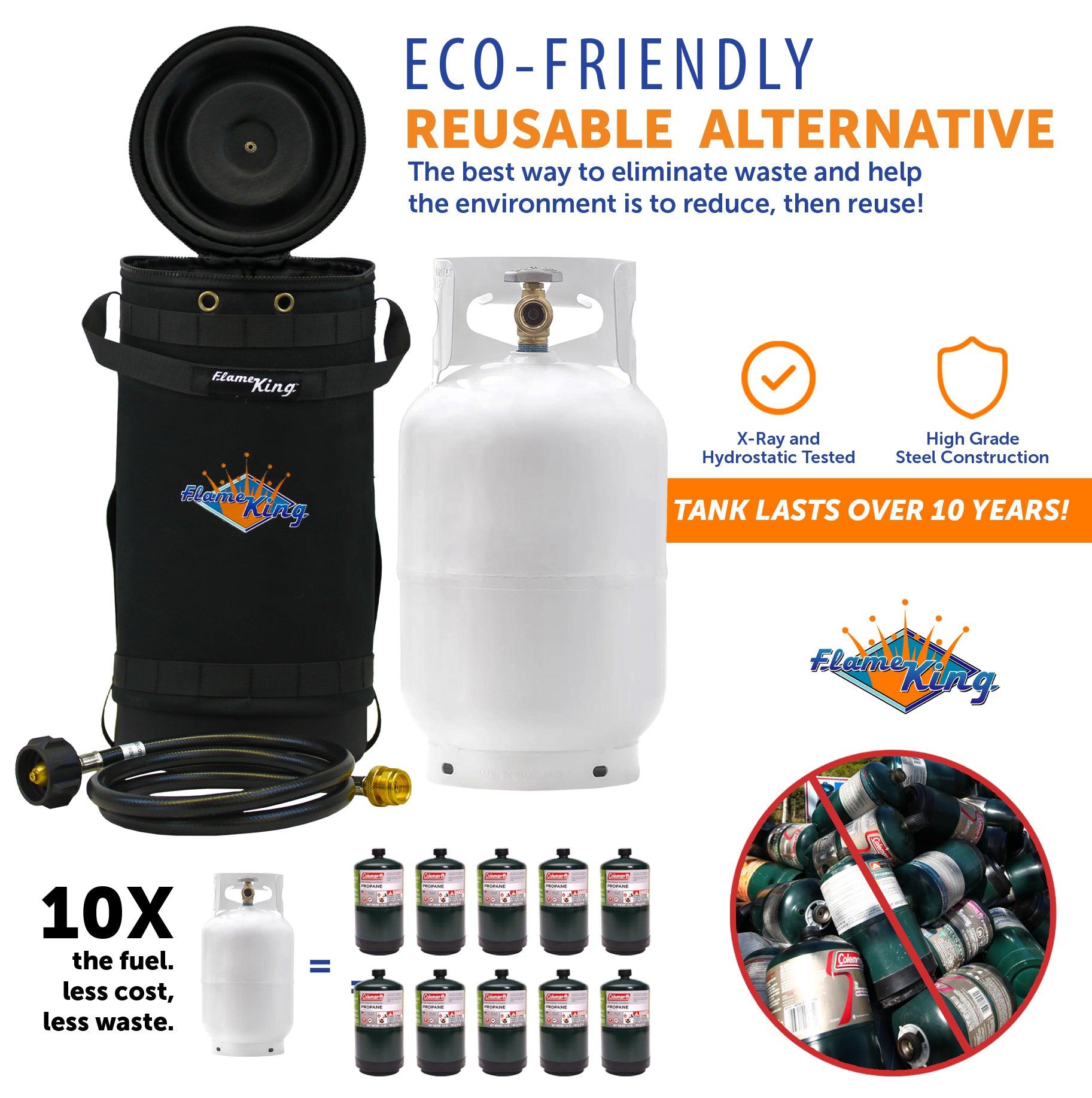 Flame King Propane Gas Hauler Kit 10lb Propane Tank, Adapter Hose and Insulated Protective Carry Case - We The Collective