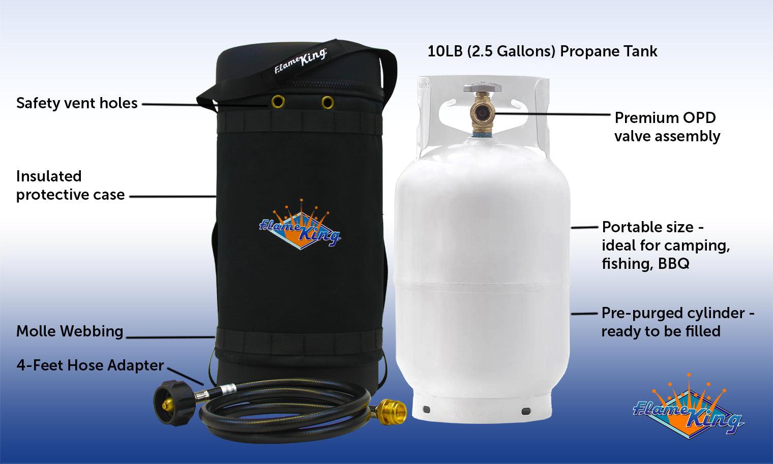 Flame King Propane Gas Hauler Kit 10lb Propane Tank, Adapter Hose and Insulated Protective Carry Case - We The Collective