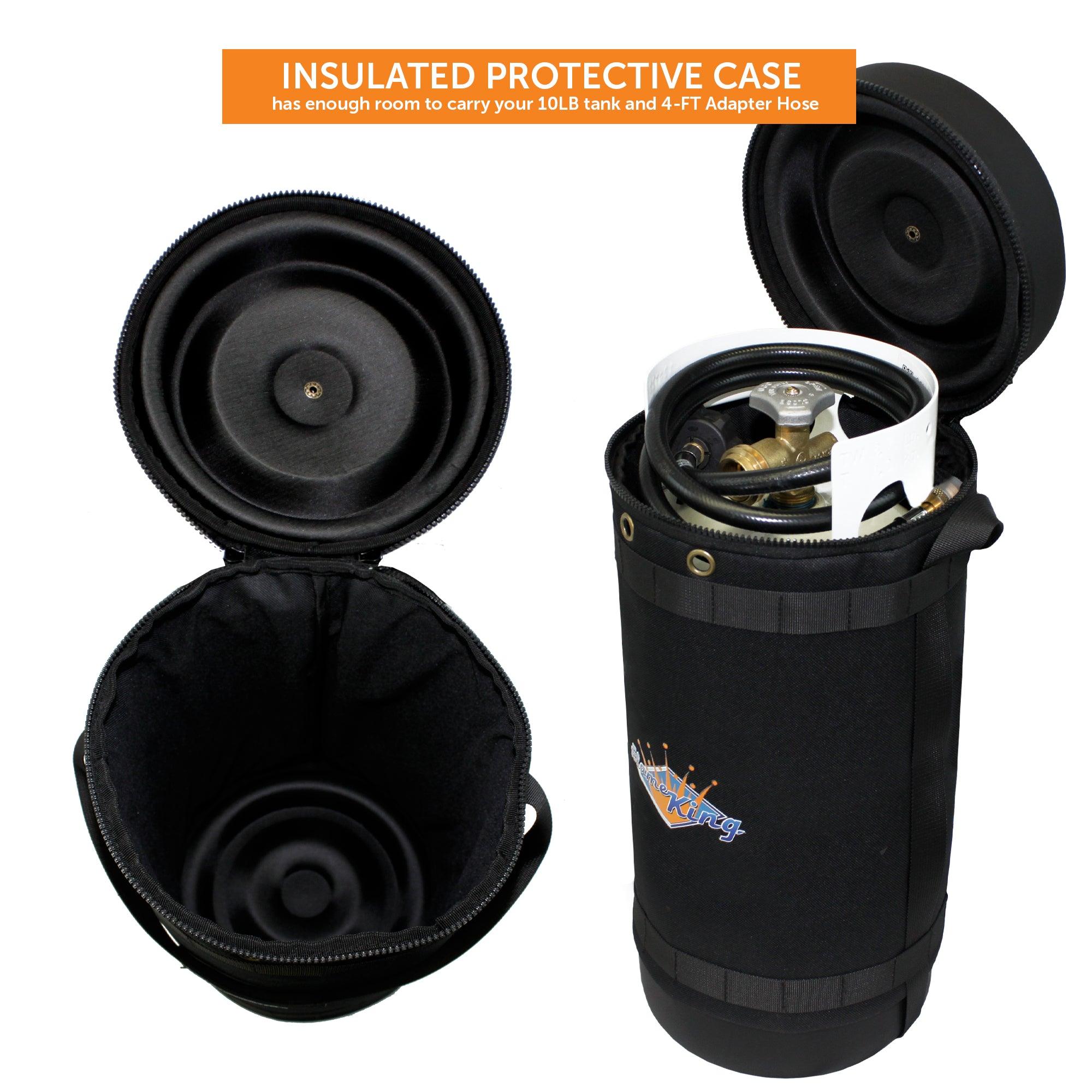 Flame King Propane Gas Hauler Kit 10lb Propane Tank, Adapter Hose and Insulated Protective Carry Case - We The Collective