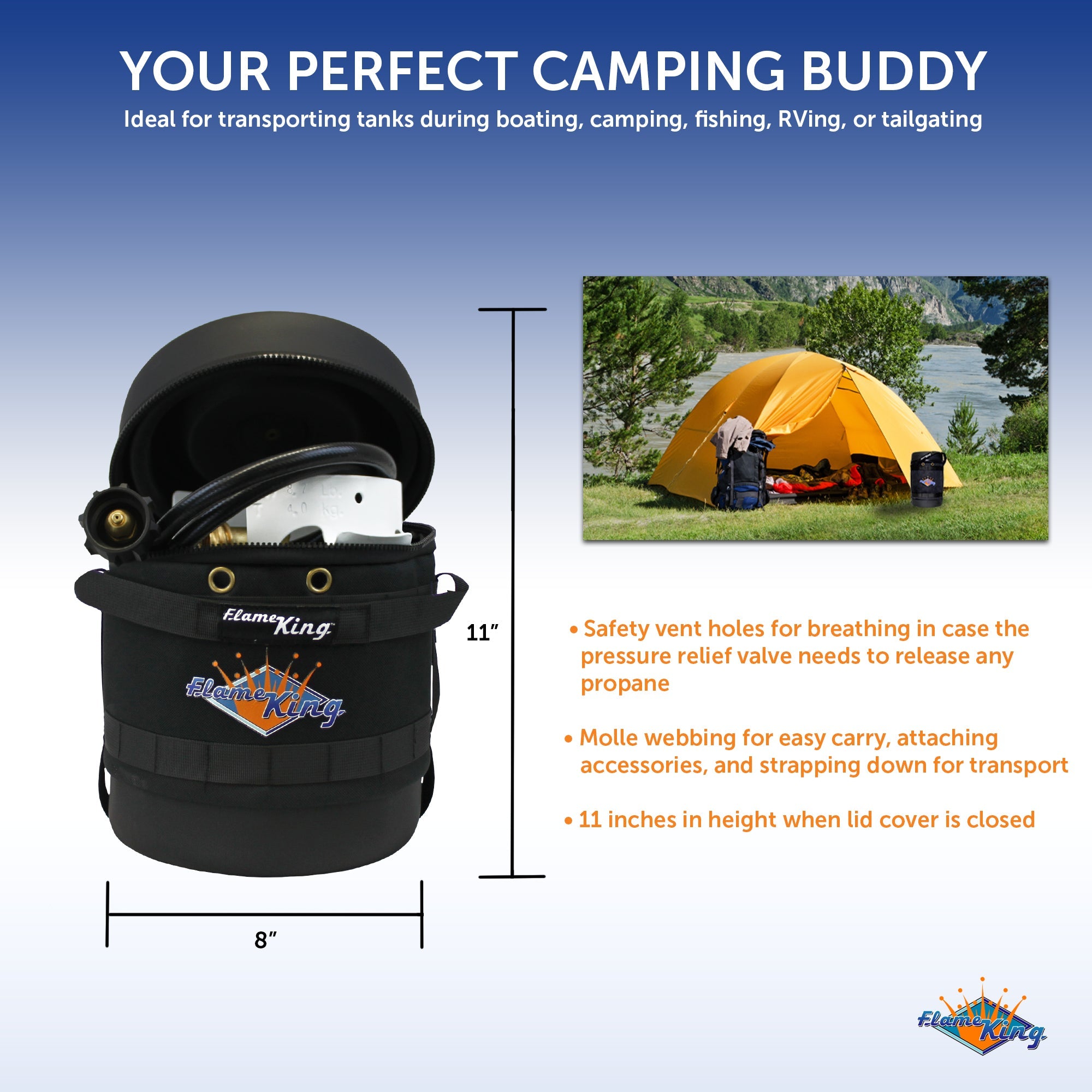 Flame King Propane Gas Hauler Kit 3lb Empty Propane Tank, Adapter Hose and Insulated Protective Carry Case - We The Collective