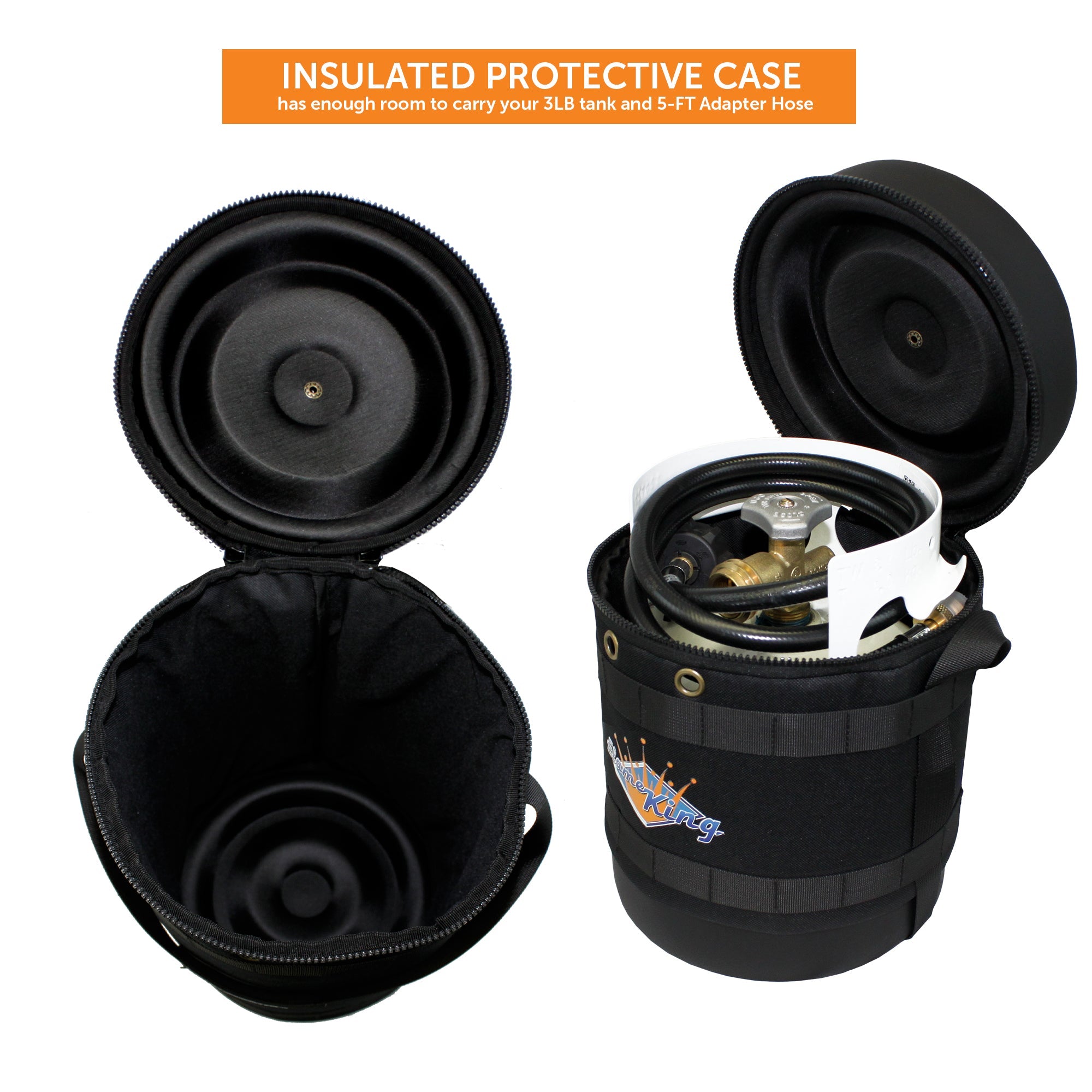Flame King Propane Gas Hauler Kit 3lb Empty Propane Tank, Adapter Hose and Insulated Protective Carry Case - We The Collective
