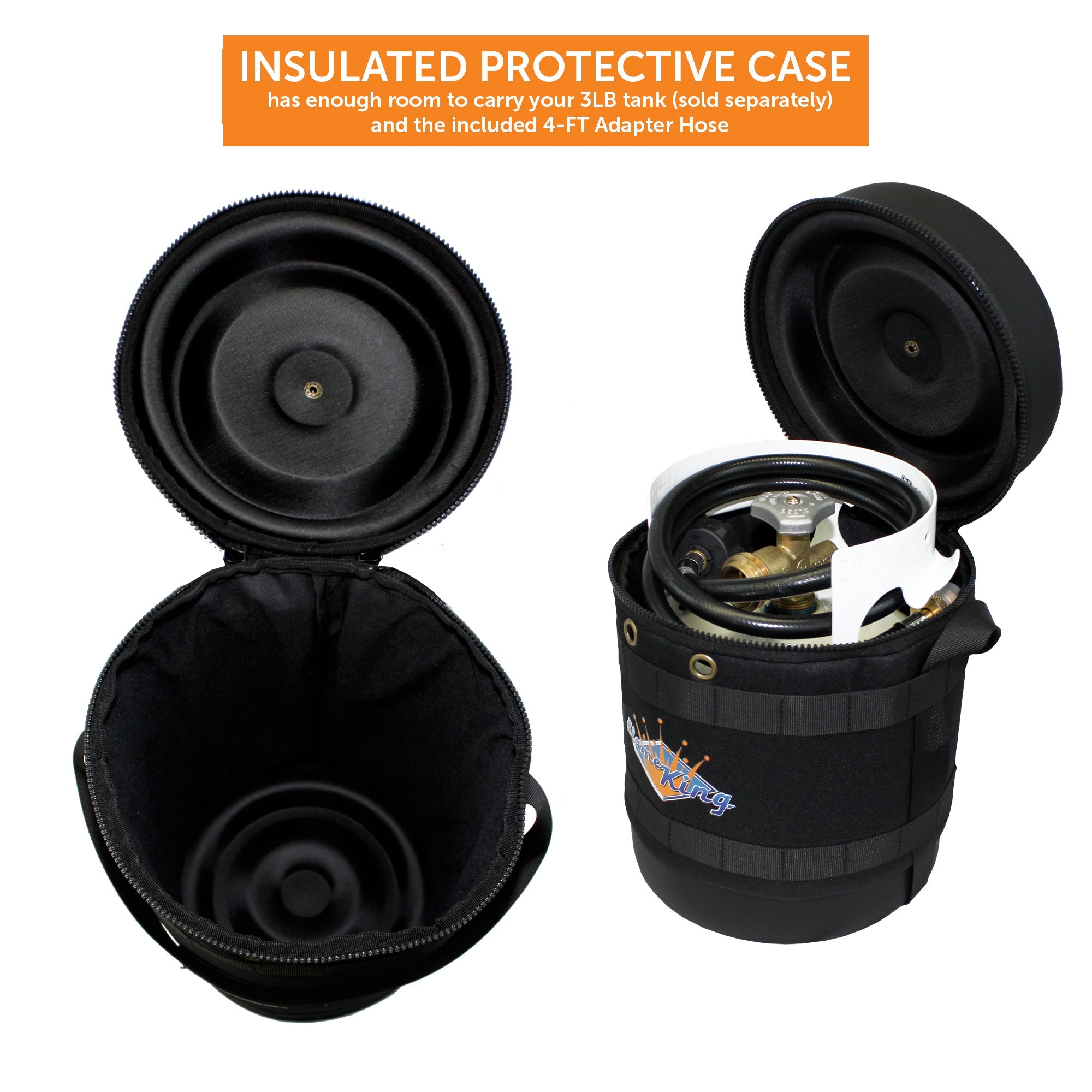 Flame King Propane Gas Hauler Kit-Insulated Protective Carry Case for 3lb Propane Tank plus Adapter Hose - We The Collective