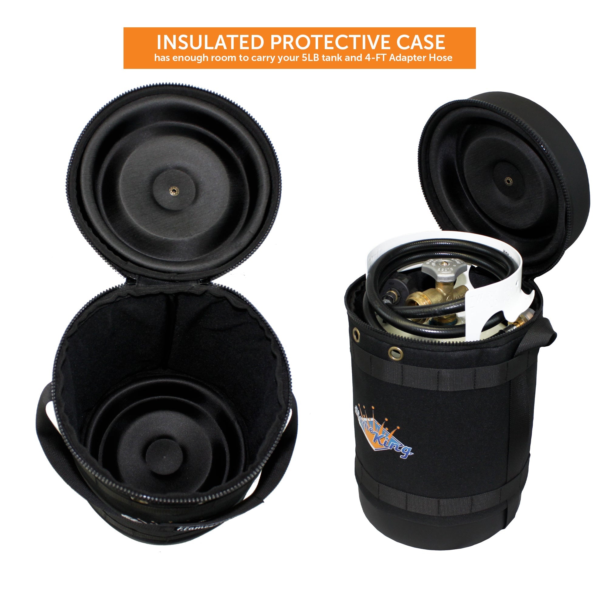 Flame King Propane Gas Hauler Kit 5lb Propane Tank, Adapter Hose and Insulated Protective Carry Case - We The Collective