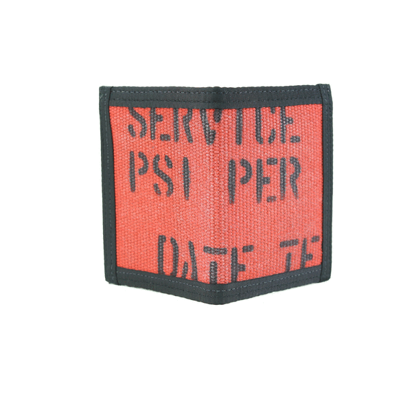 Recycled Firefighter Captain Wallet Firehose Edition, a durable leather wallet with firefighter-inspired design, shown in a GIF.