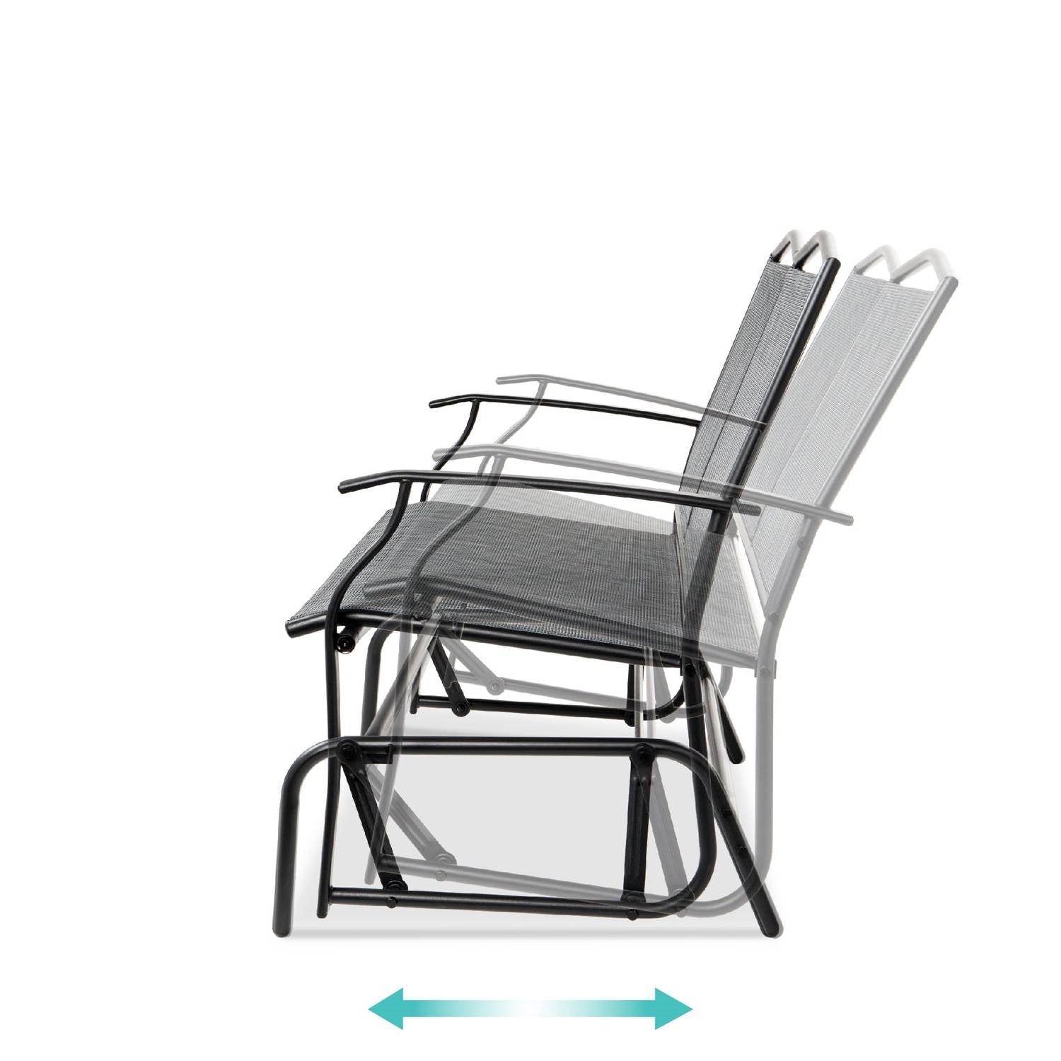 2 Seater Mesh Patio Loveseat Swing Glider Rocker with Armrests in Grey - OVERLANDERS Outfitter