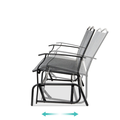 2 Seater Mesh Patio Loveseat Swing Glider Rocker with Armrests in Grey - OVERLANDERS Outfitter