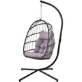 Grey Indoor/Outdoor Wicker Rattan Aluminum Frame Swing Egg Chair Hammock - OVERLANDERS Outfitter
