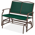 2 Seat Mesh Patio Loveseat Swing Glider Rocker with Armrests in Hunter Green - OVERLANDERS Outfitter