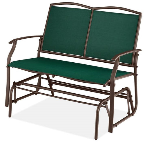 2 Seat Mesh Patio Loveseat Swing Glider Rocker with Armrests in Hunter Green - OVERLANDERS Outfitter