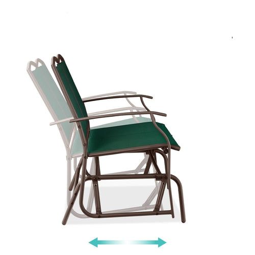 2 Seat Mesh Patio Loveseat Swing Glider Rocker with Armrests in Hunter Green - OVERLANDERS Outfitter