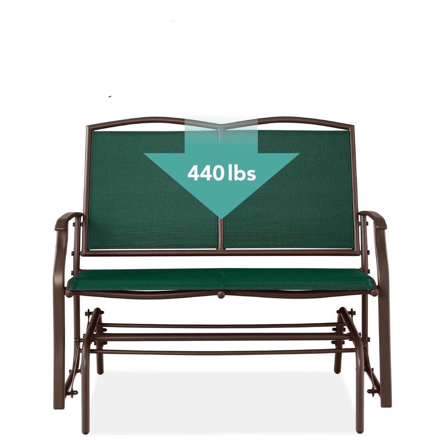 2 Seat Mesh Patio Loveseat Swing Glider Rocker with Armrests in Hunter Green - OVERLANDERS Outfitter