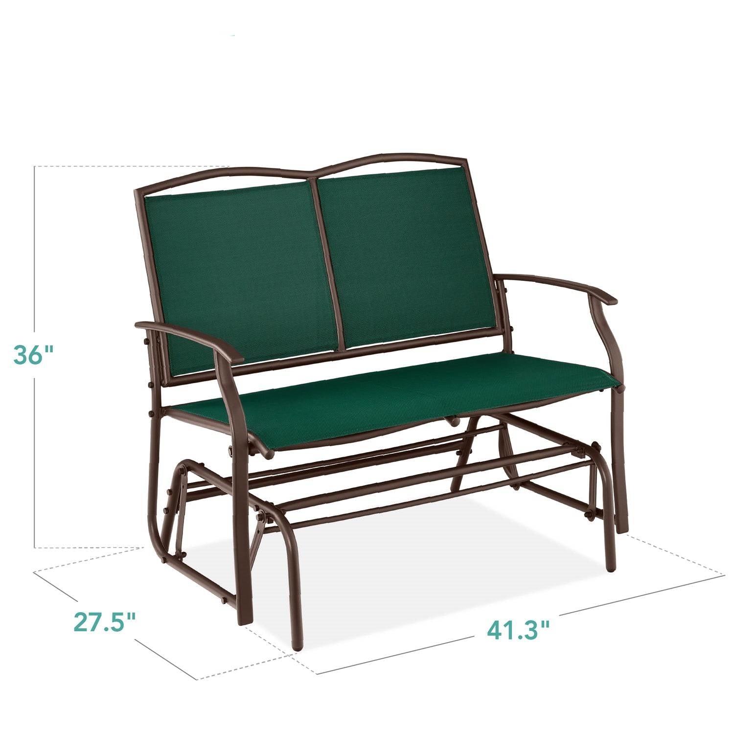 2 Seat Mesh Patio Loveseat Swing Glider Rocker with Armrests in Hunter Green - OVERLANDERS Outfitter