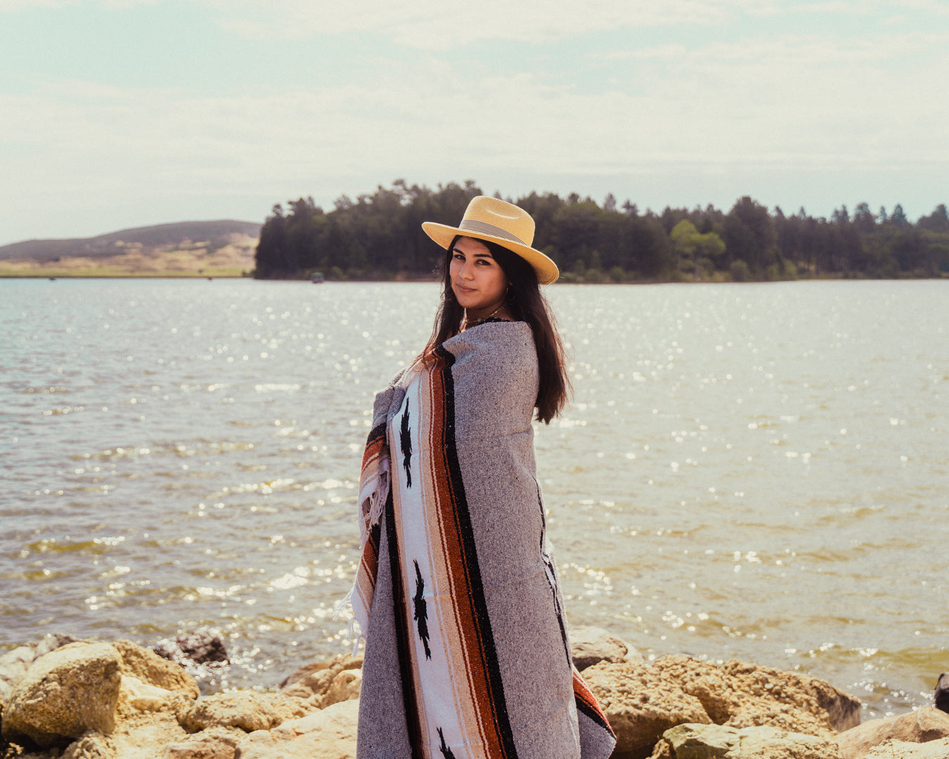 Grey Baja Mexican Diamond Yoga Blanket - OVERLANDERS Outfitter