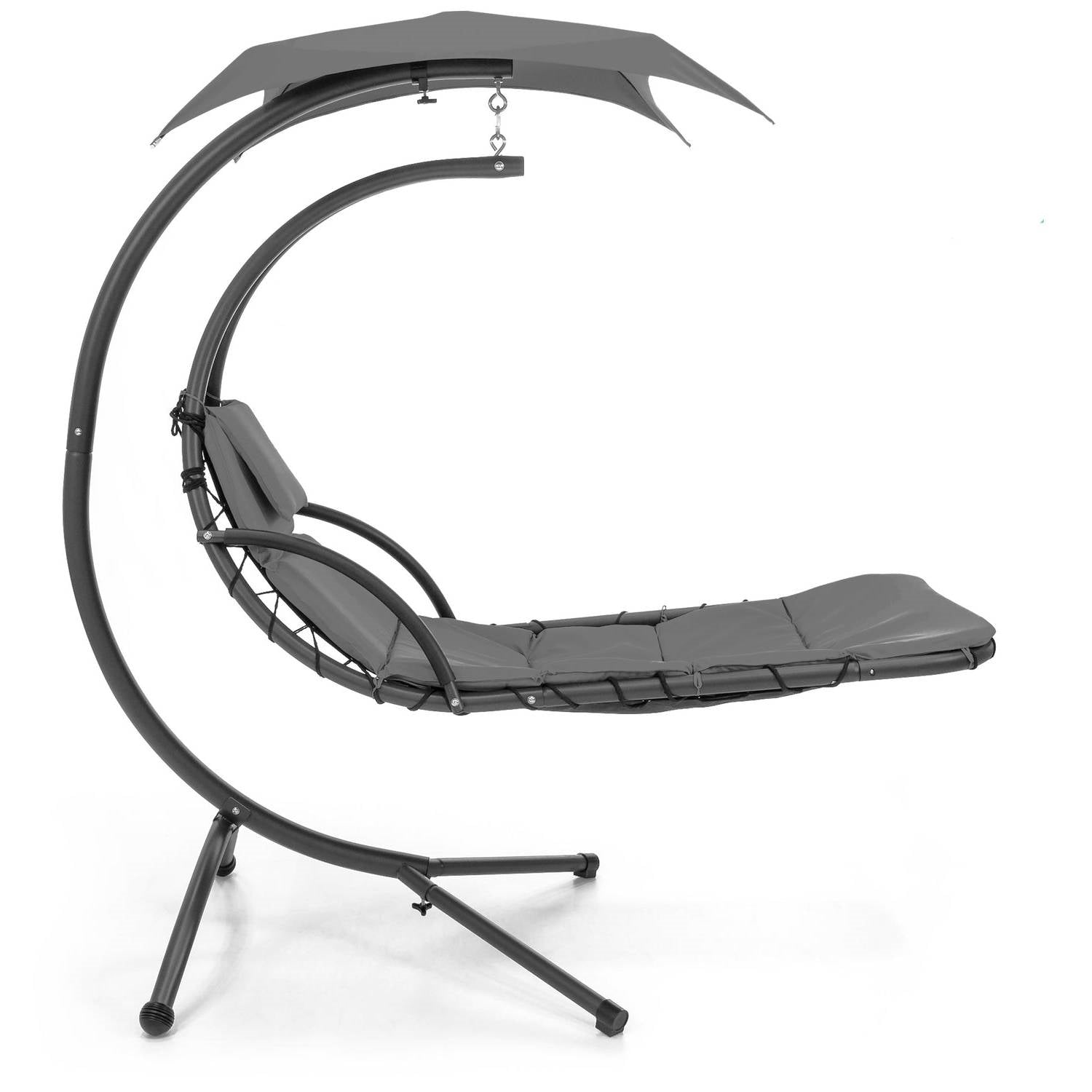 Grey Single Person Sturdy Modern Chaise Lounger Hammock Chair Porch Swing - OVERLANDERS Outfitter