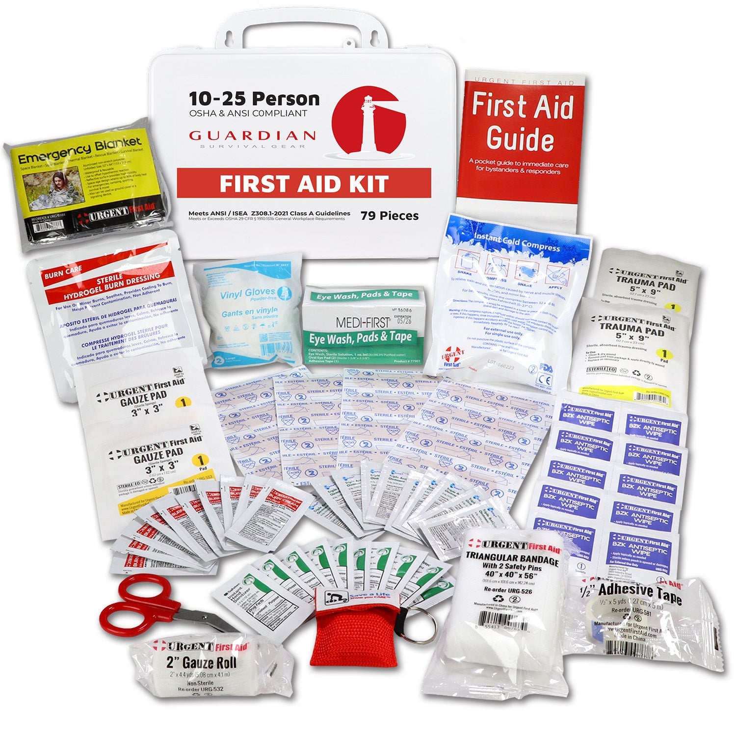 10-25 person first aid kit by QuakeKits with essential supplies for emergency medical treatment and safety.