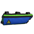 Green Guru Halfshift frame bag by ZEITBIKE with green and black design, mounted on bicycle frame for storage.