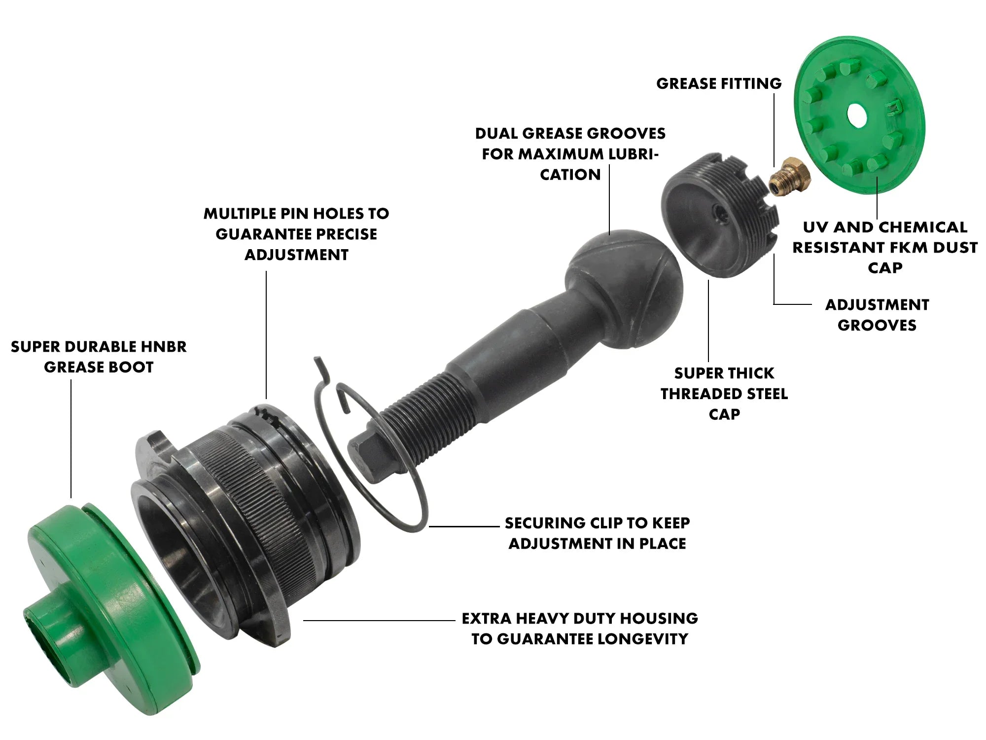 Heavy-duty adjustable lower ball joint for Bus and Vanagon by GoWesty, shown in a close-up view with metal components.