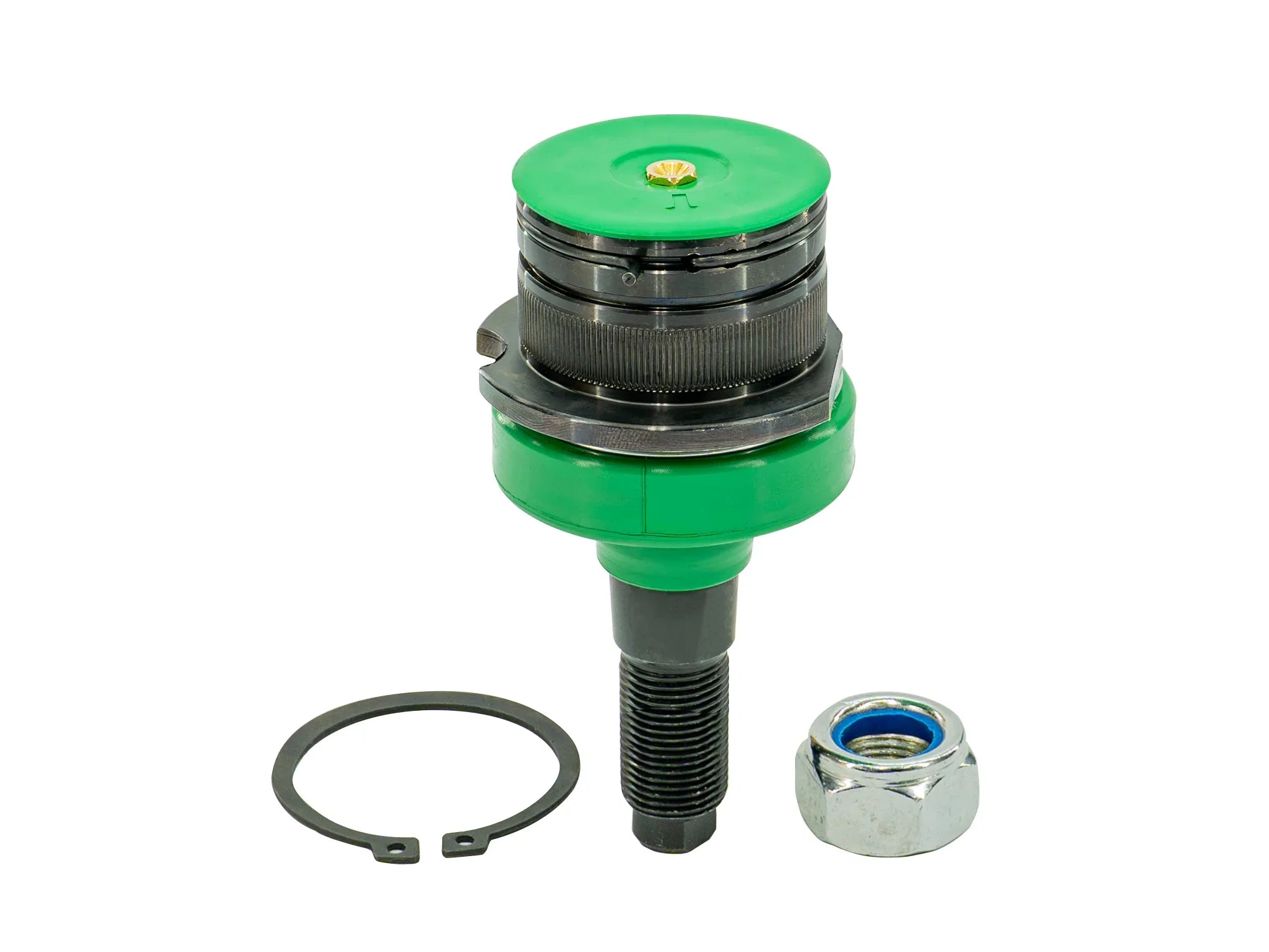 Heavy-duty adjustable lower ball joint for Bus/Vanagon by GoWesty, shown with clip and nut in two-tone color.