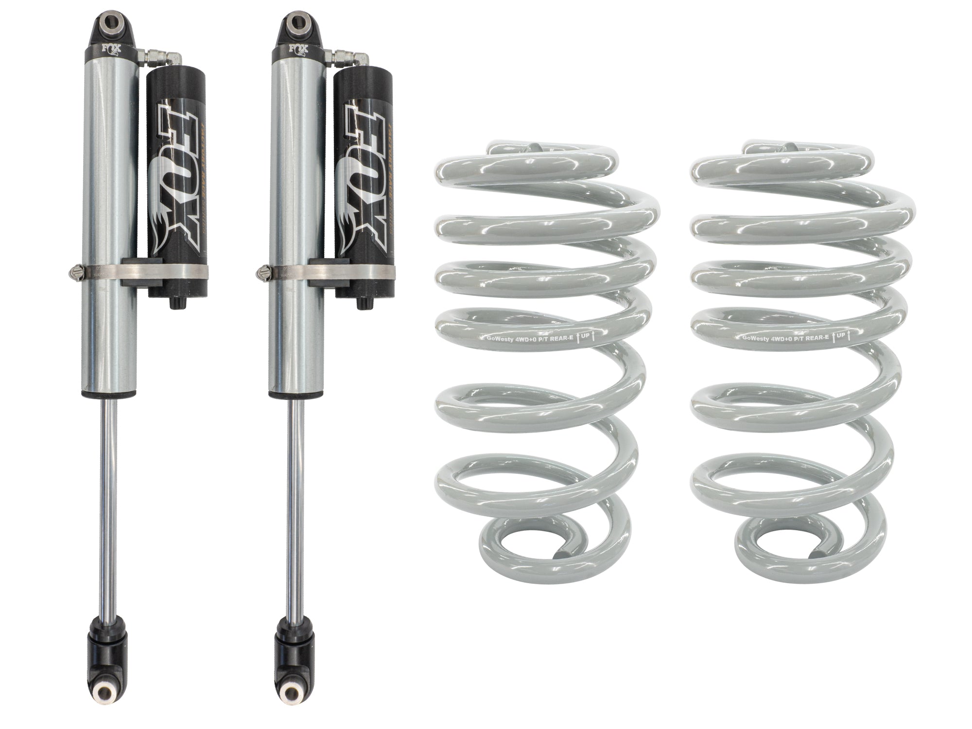 GoWesty Fox Shock and Spring Bundle (Rear) for Syncro Volkswagen 4WD vehicle, showing installed shocks and springs.