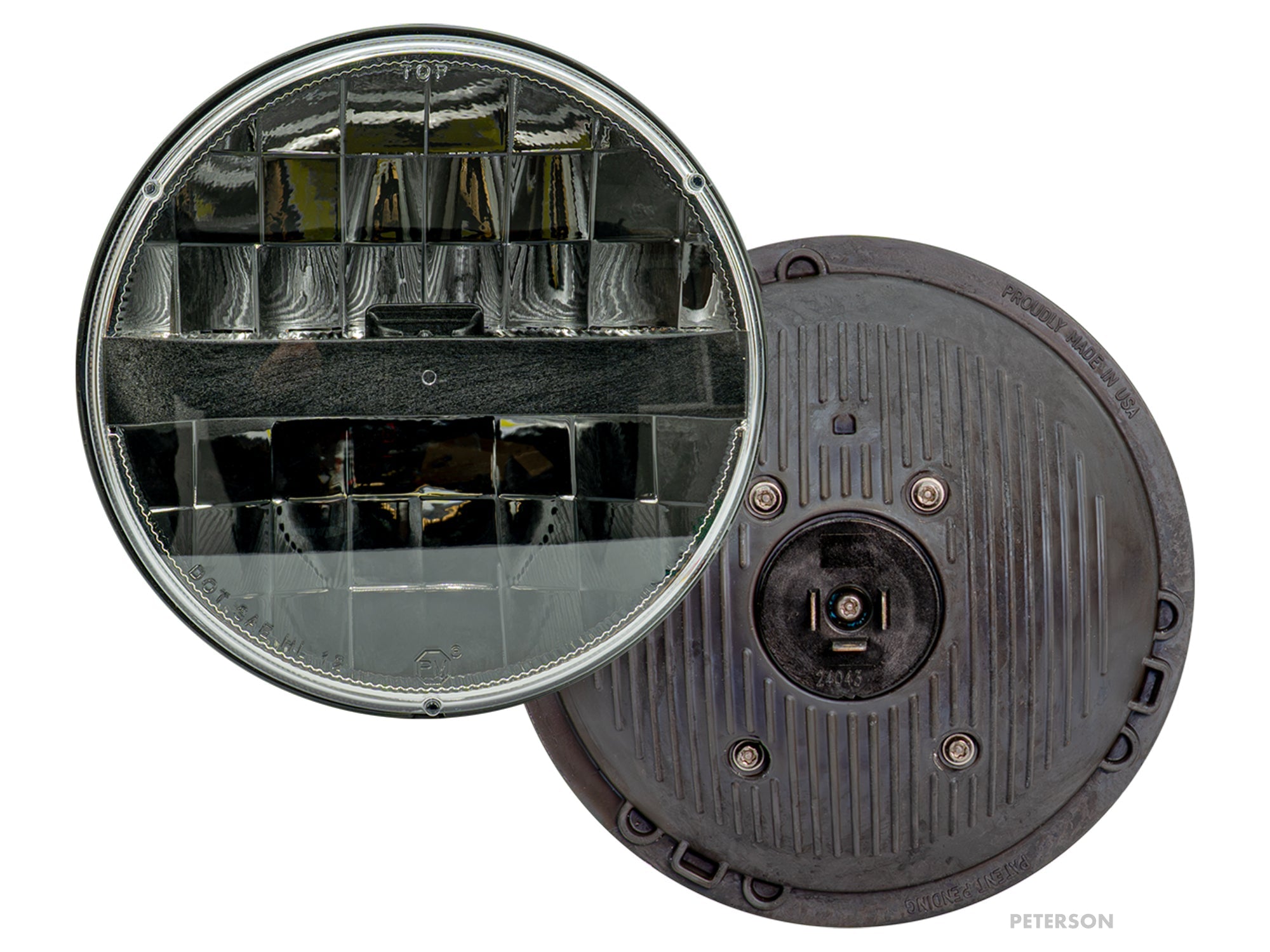 Pair of GoWesty LED headlights showing sleek black housing and bright white LED bulbs for enhanced vehicle illumination.