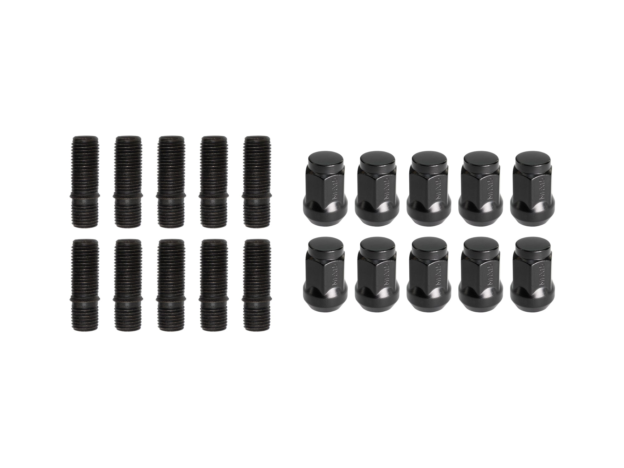 Front wheel stud conversion kit for 2WD Vanagon and Eurovan by GoWesty, showing assembled studs and hardware.