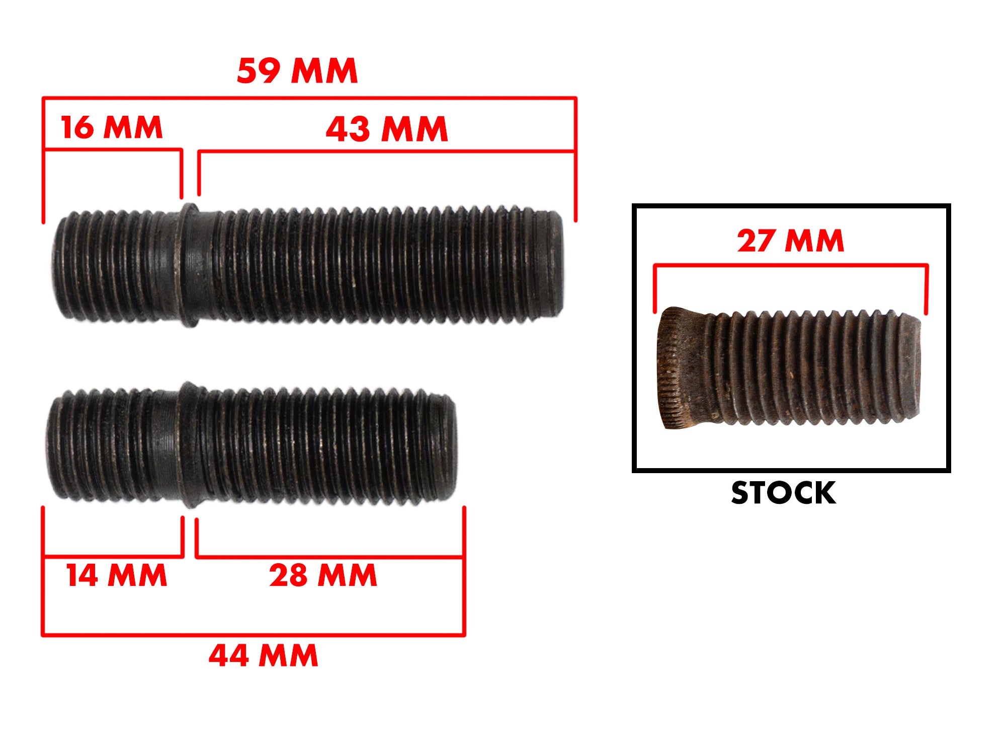 GoWesty front wheel stud conversion kit with 44mm studs for 2WD Vanagon and Eurovan, includes multiple wheel studs and hardware.