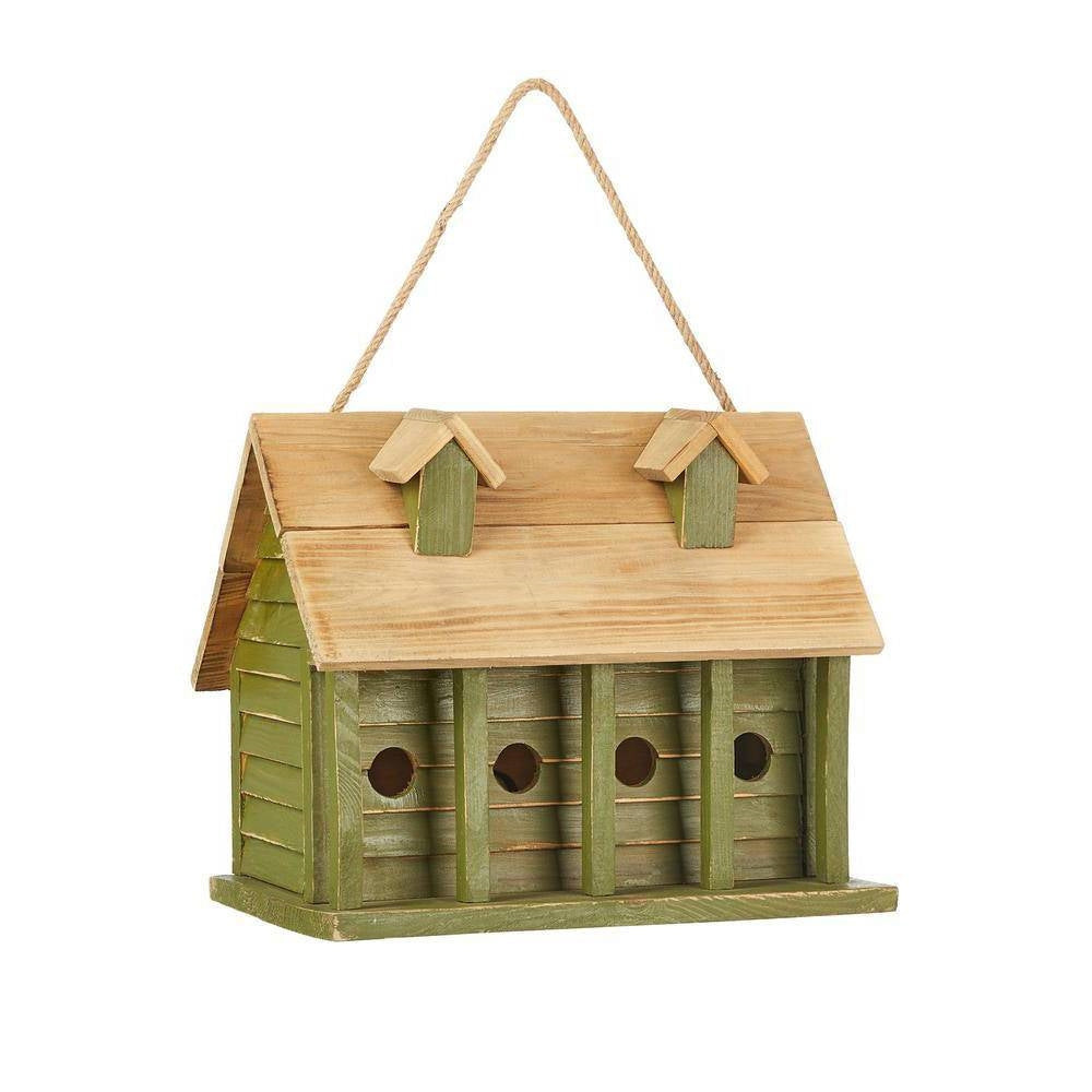 Green Wood Garden Bird House with 1 Compartment and 4 Holes - OVERLANDERS Outfitter