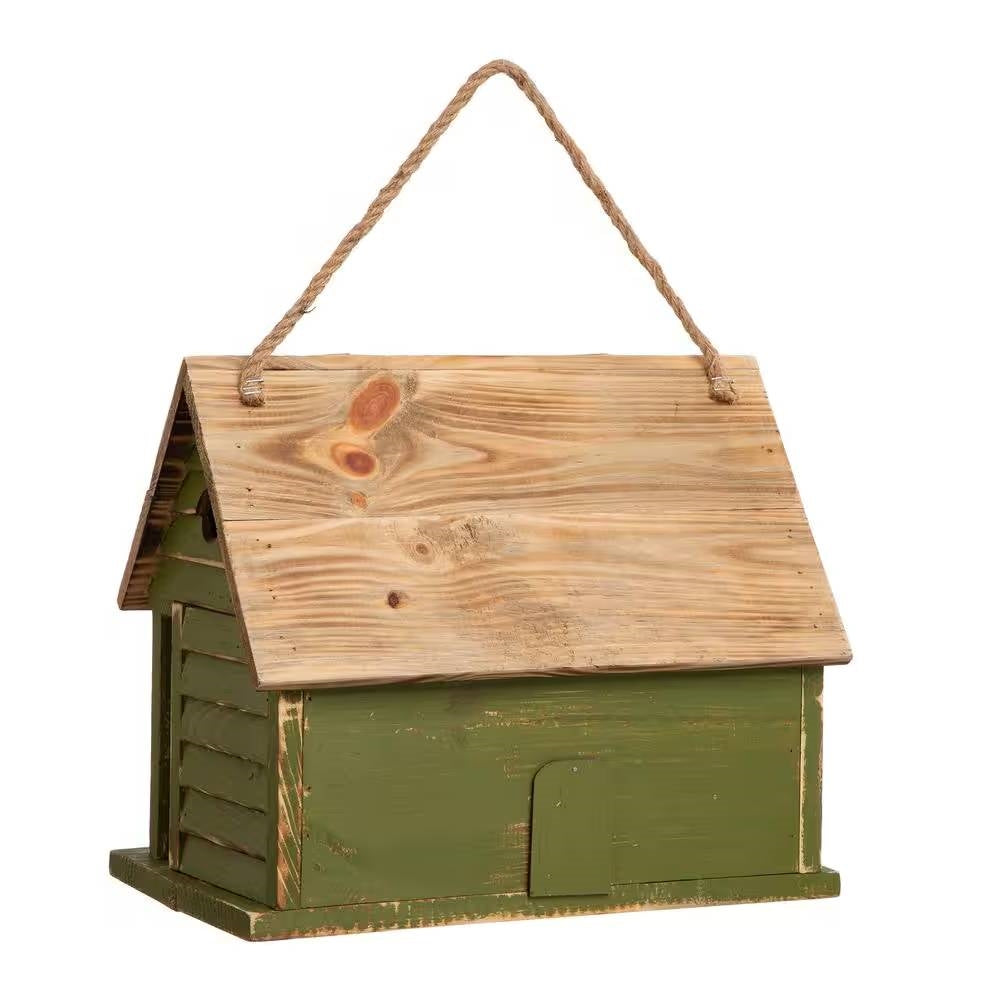Green Wood Garden Bird House with 1 Compartment and 4 Holes - OVERLANDERS Outfitter
