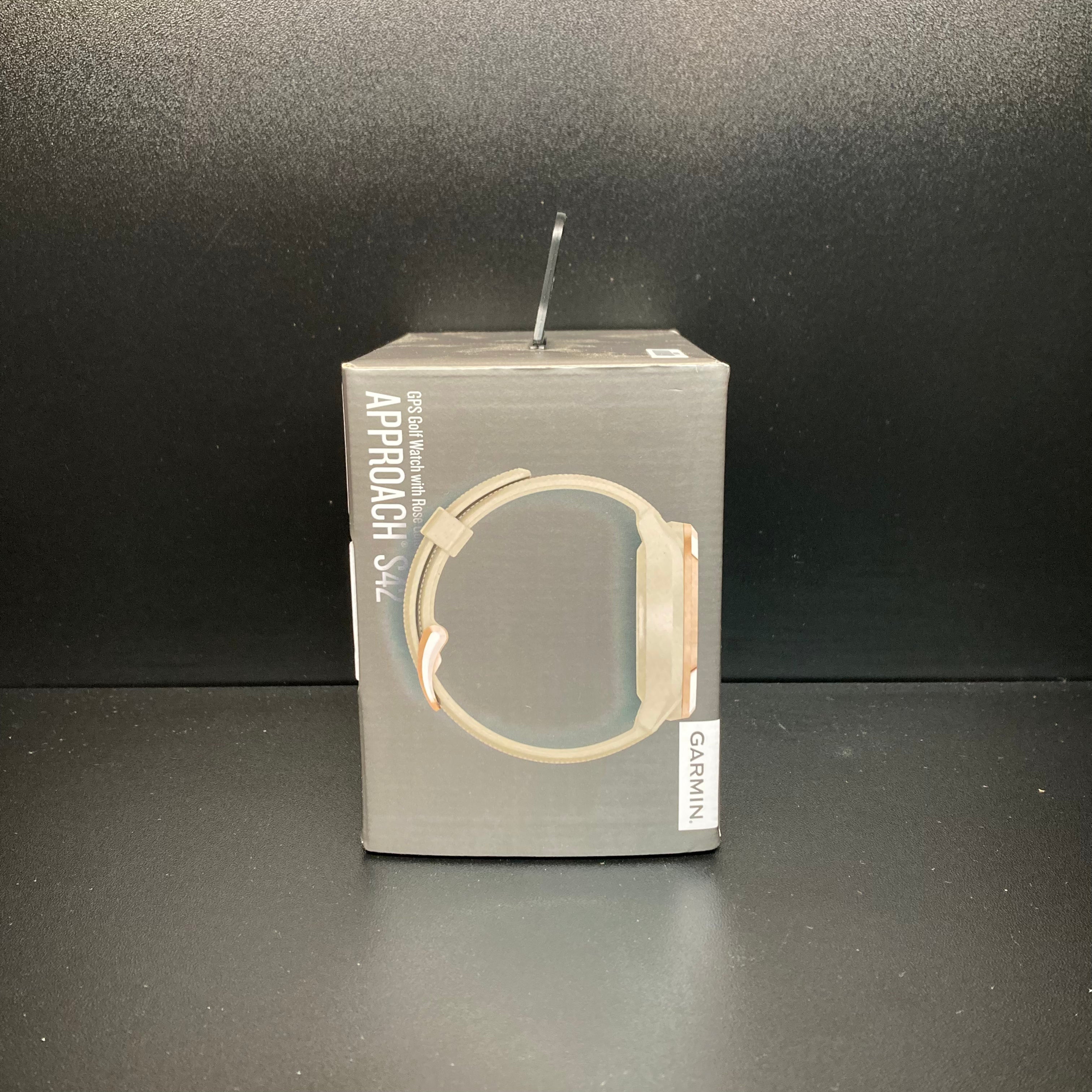 Garmin S42 watch from ParWestGolf, showing a sleek electronic golf watch with digital display and sporty design.