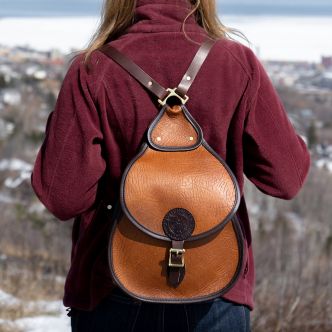Backcountry Sportsman Bison Leather Lady Slippers featuring durable leather and comfortable design, showcased on a model.