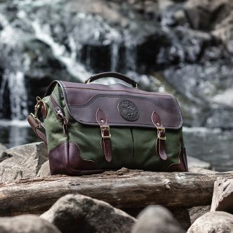 Backcountry Sportsman Entrepreneur Briefcase with sleek leather design, sturdy handles, and organized compartments for professional use.