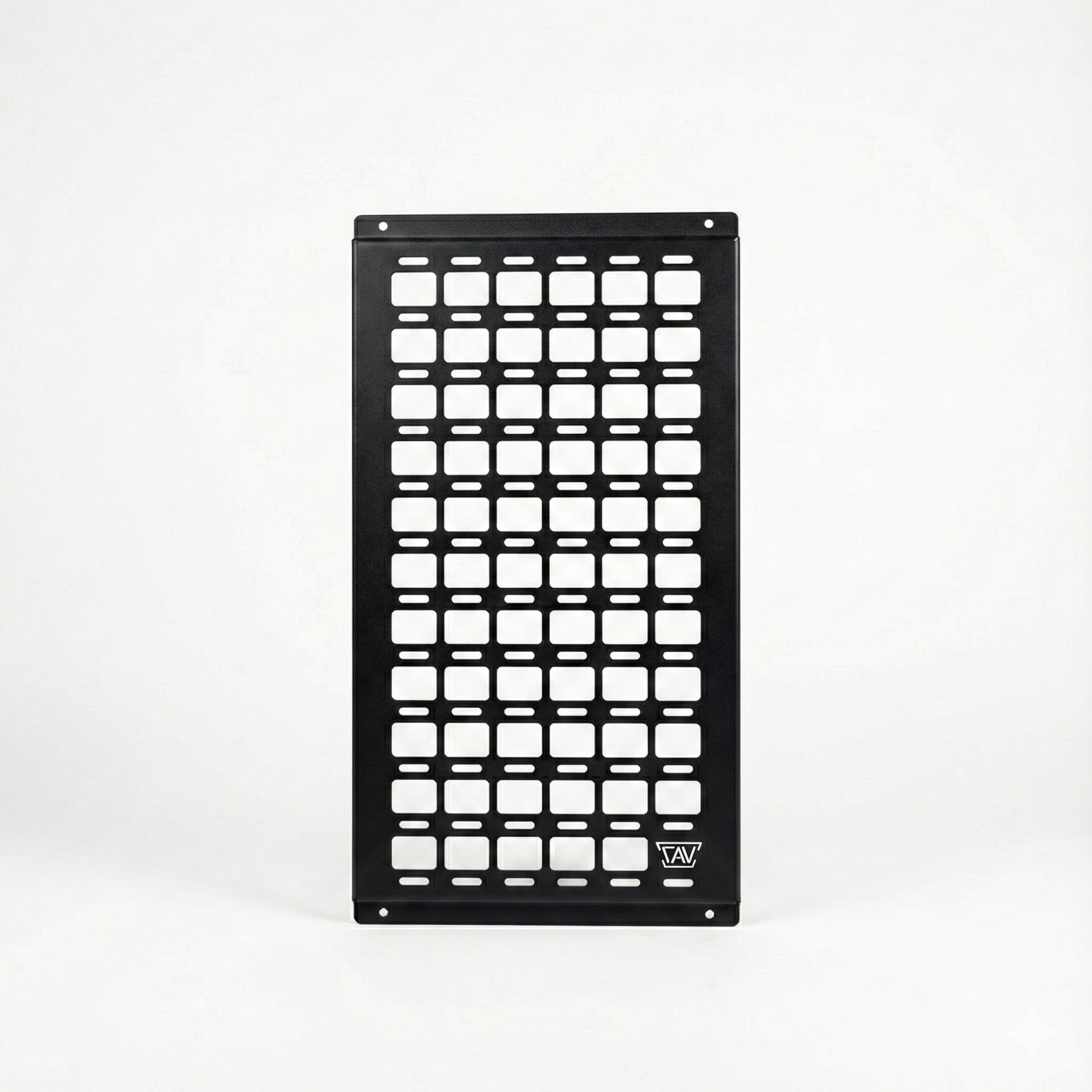 Canyon Adventure Vans universal MOLLE panel made in Utah, shown with multiple attachment points and gear slots for customization.