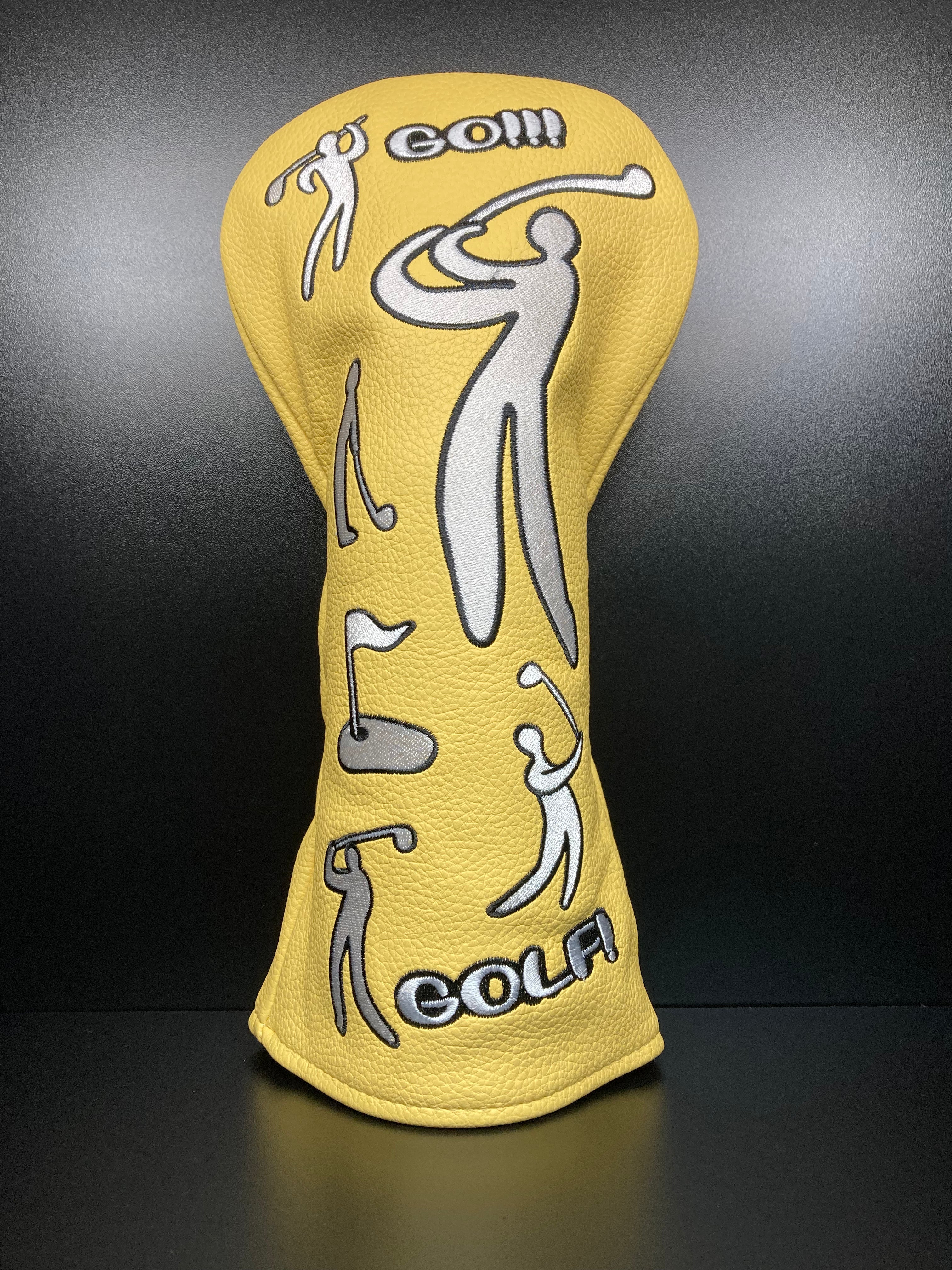 Black Go Golf! headcover for golf clubs by ParWestGolf, featuring a soft, protective fabric with Go Golf! logo design.