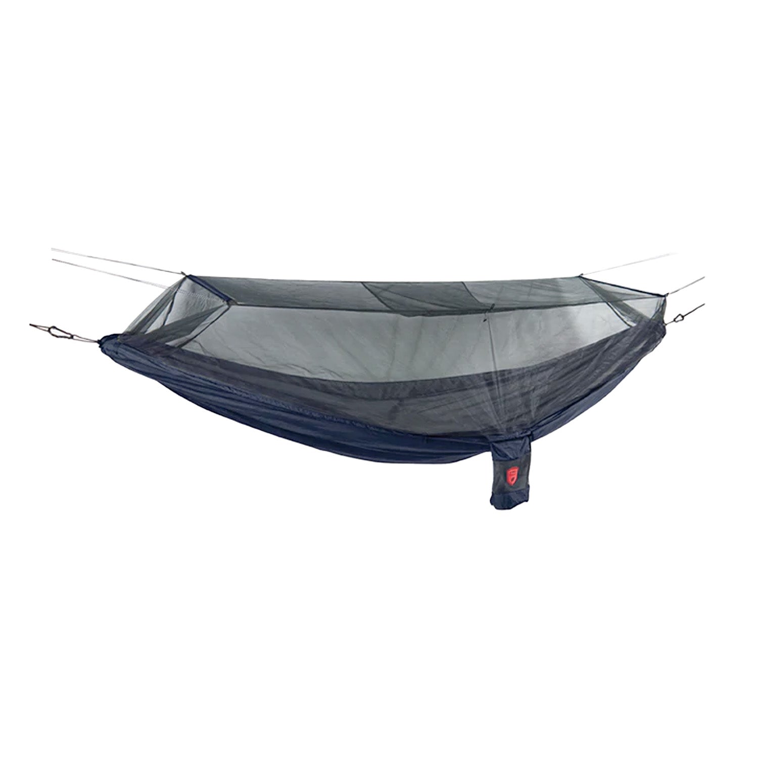 GrandTrunk Skeeter Beeter XT mosquito net hammock set up outdoors among trees, showcasing its protective netting and hammock design.