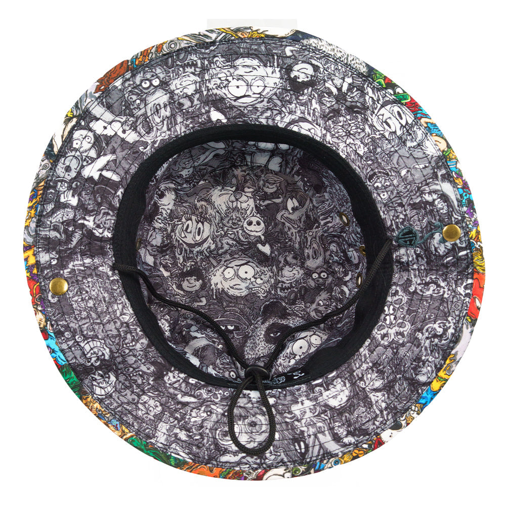 Vincent Gordon Cartoon Gumbo Boonie Hat by Grassroots California, with wide brim and colorful cartoon design.