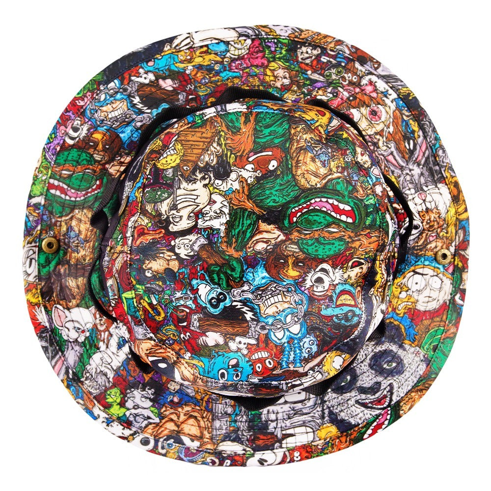 Vincent Gordon Cartoon Gumbo Boonie Hat by Grassroots California, featuring a wide brim and vibrant cartoon gumbo design.