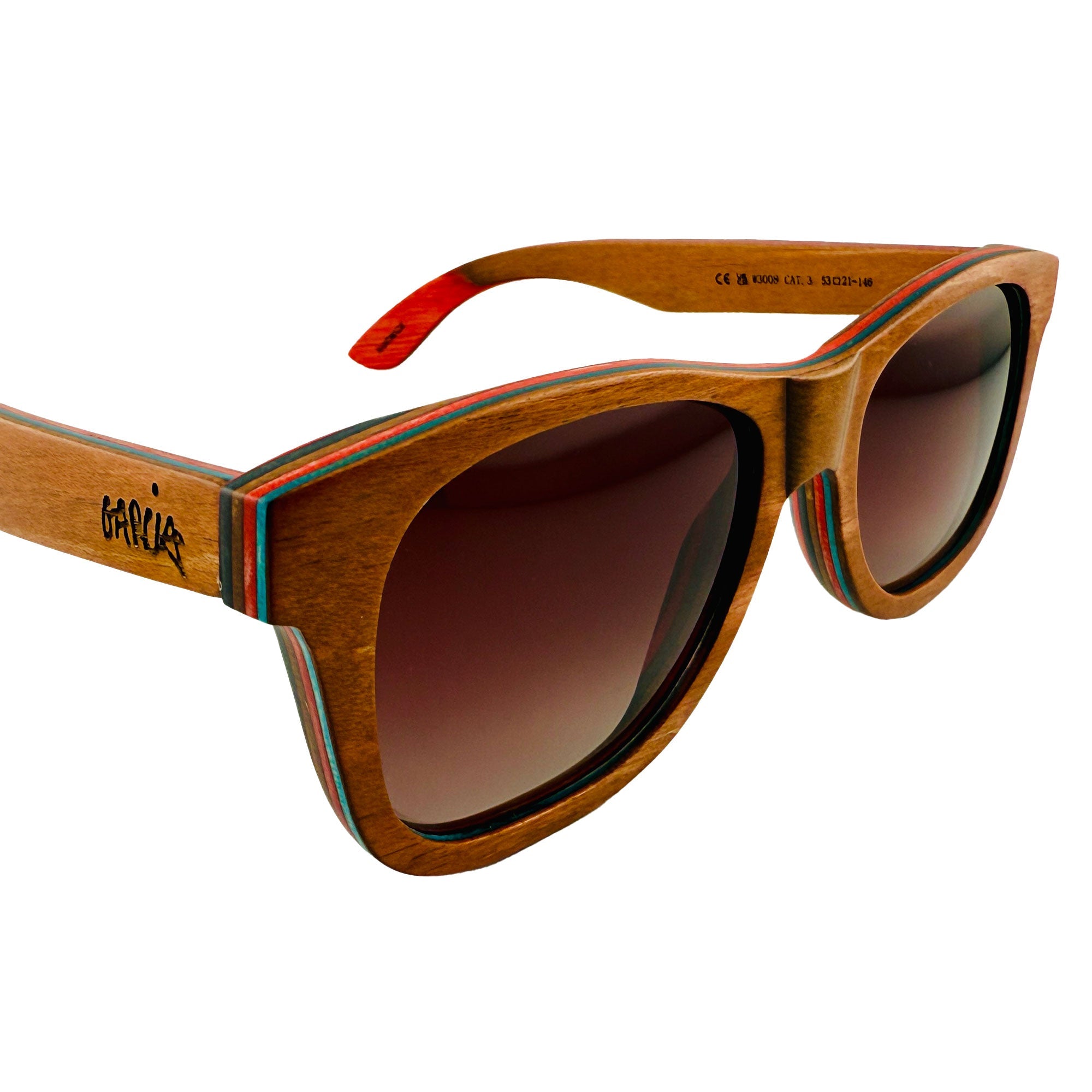 Grassroots California TMBR Jerry Garcia The Traveler sunglasses with rose-tinted lenses and natural frame, accessory for music fans.