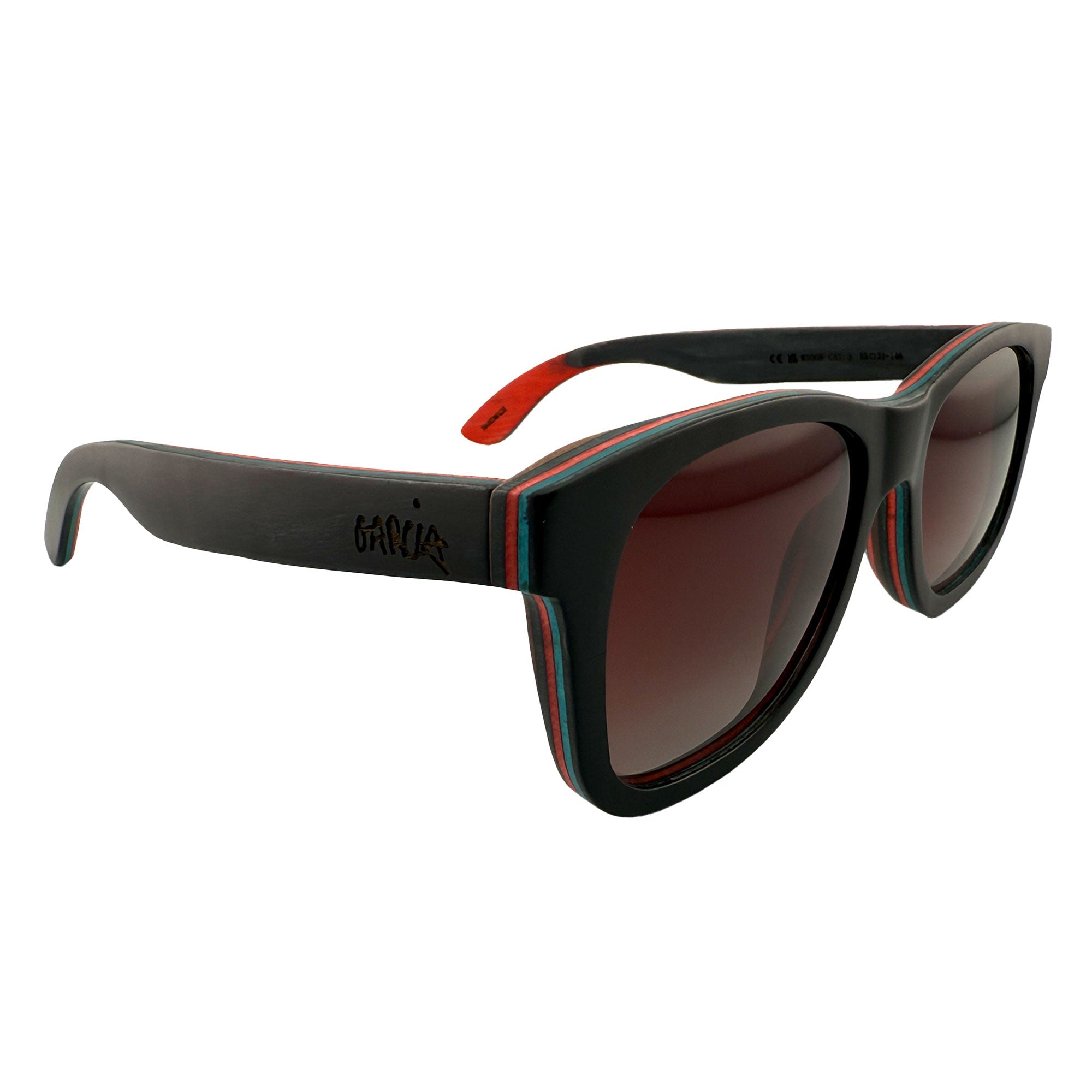 Black TMBR Jerry Garcia The Traveler sunglasses with rose-tinted lenses, by Grassroots California, featuring a stylish accessory design.