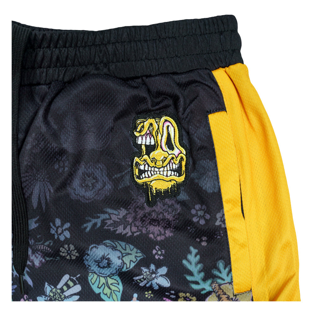Black mesh shorts from Melty Bros by Grassroots California, featuring a breathable, stylish design for casual wear.