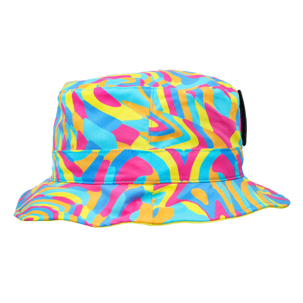 Reversible bucket hat by Grassroots California featuring vibrant Hyperpop design and bold colors.