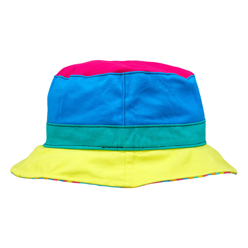 Reversible bucket hat by Grassroots California featuring vibrant hyperpop design and casual style.