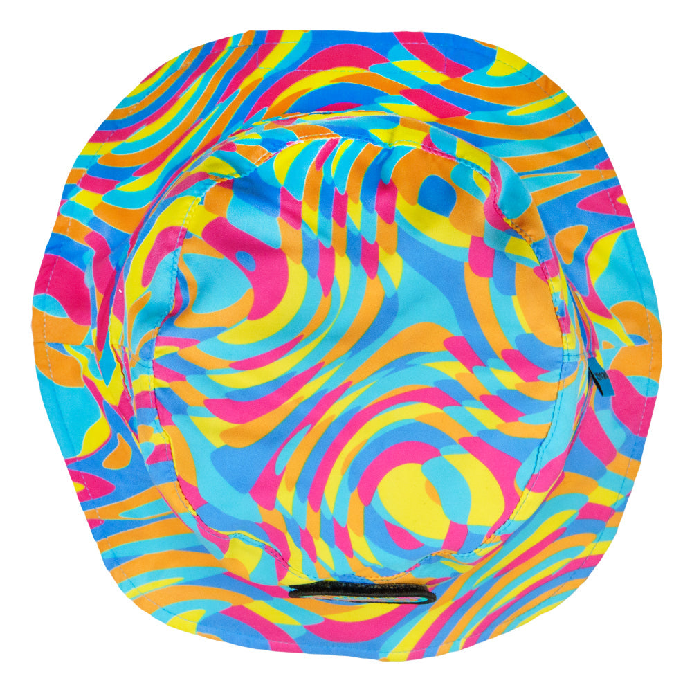 Reversible bucket hat by Grassroots California featuring vibrant hyperpop design and casual streetwear style.