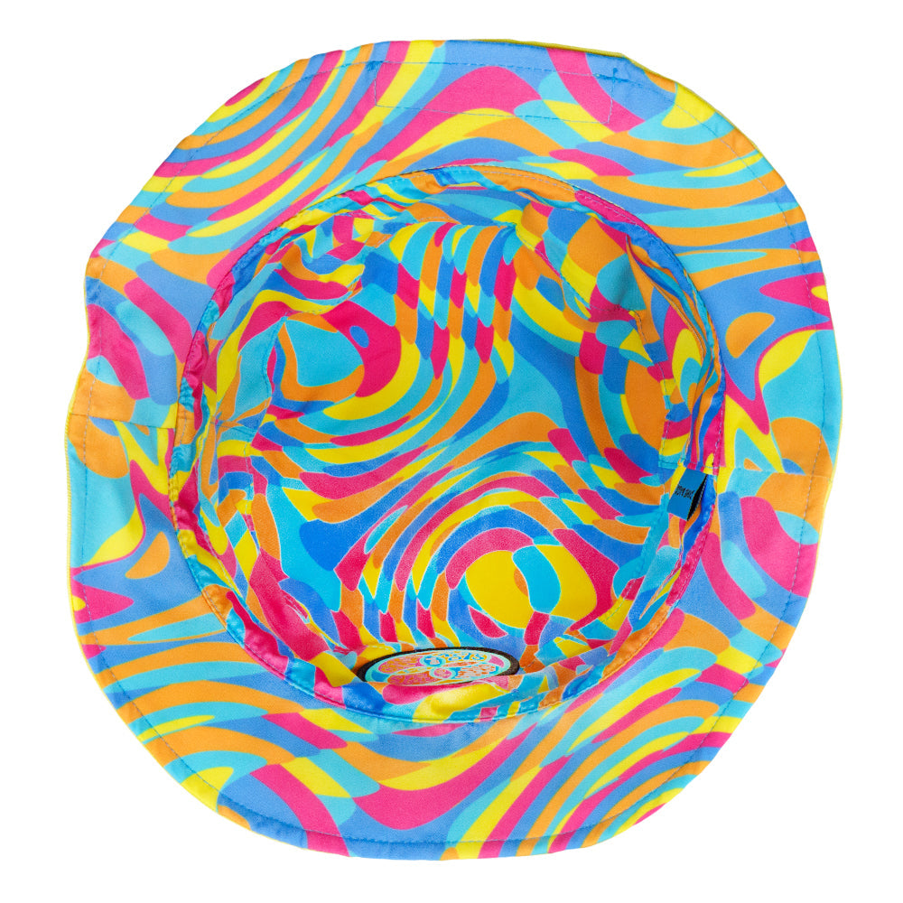 Reversible bucket hat by Grassroots California featuring vibrant hyperpop design, perfect for casual streetwear style.