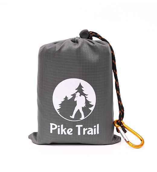 Gray and orange Pike Trail pocket blanket folded for compact carry, made of lightweight, durable material for outdoor picnics and outings.