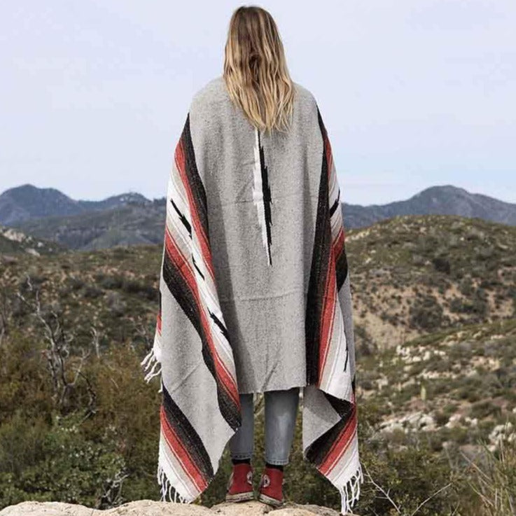 Grey Baja Mexican Diamond Yoga Blanket - OVERLANDERS Outfitter