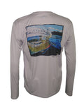 Men's Sun Protective Fishing Shirt Grey/Whiplash Rainbow Trout - OVERLANDERS Outfitter